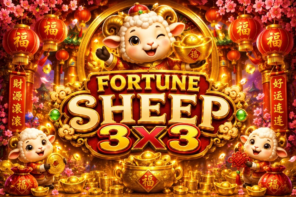 Bầy cừu bông trên đồng cỏ xanh mát trong game KK88 Fortune Sheep 3x3
